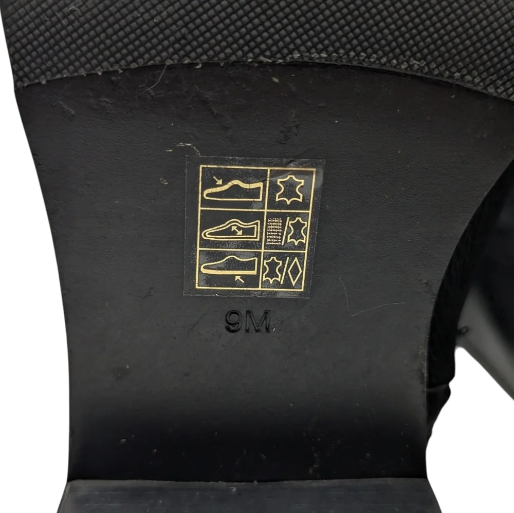 Tory Burch Joanna Tall Pebbled Leather Black Riding Boot Size 9M